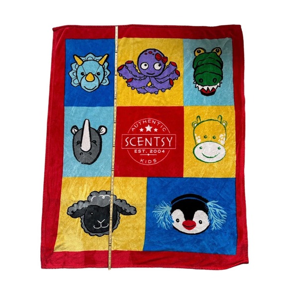 Scentsy Buddy Blanket Red Yellow Blue Animal Characters 2016 Baby Kids Lovey - Picture 2 of 5